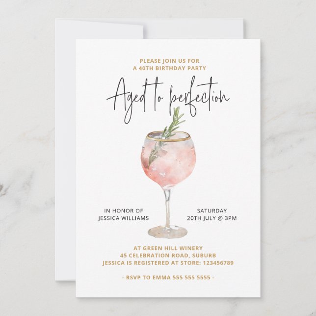 Convite Partido Elegante do aniversário de 40 anos (Frente)