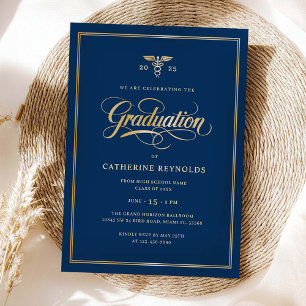 Convite Partido Elegante do Formandos Azul Dourado