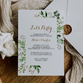 Convite Partido Elegante do Vamos Eucalyptus Leaf Greenery