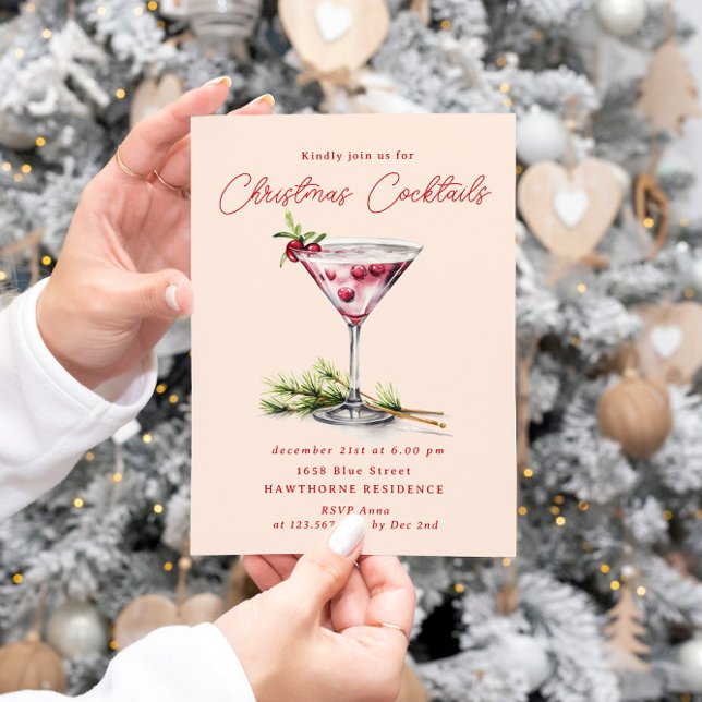 Convite Partido Elegante dos Cocktail de Natal (Criador carregado)