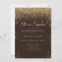Convite Partido Elegante Dourado da Surpresa Marrom