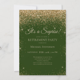 Convite Partido Elegante Dourado da Surpresa Verde