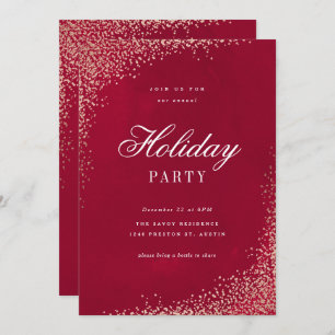 Convite Partido Elegante Dourado e Feriado Vermelho