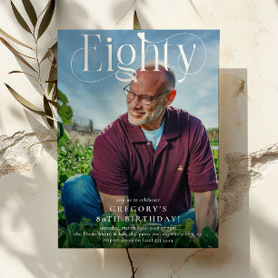 Convite Partido Elegante EIGHTY Photo aniversário de 30 an