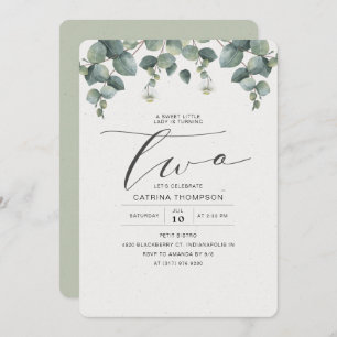 Convite Partido Elegante Eucalyptus Greenery segundo anive