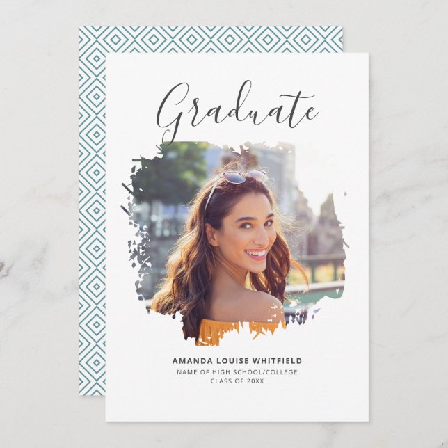 Convite Partido Elegante Modern Photo Graduation 2025 (Frente/Verso)