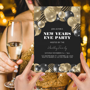 Convite Partido Elegante Moderno Dourado do Ano Novo