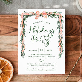 Convite Partido Elegante Red Striped Arco Greenery Holiday