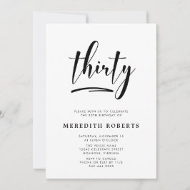 Convite Partido Elegante Simples aniversário de 30 anos Mo
