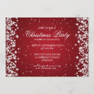 Convite Partido Elegante Vermelho Sparkle