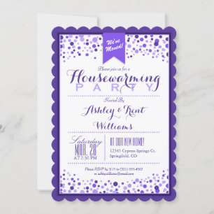 Convite Partido Elegante Violet Purple White Housearming