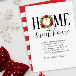 Convite Partido Elegante Winter New Home Housearming<br><div class="desc">Invernos temem convites para limpeza de casa com um fundo branco de neve,  o ditado "HOME SWEET HOME",  uma coroa de natal e os detalhes da festa da casa.</div>