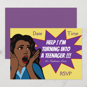 Convite Partido engraçado do adolescente do pop art