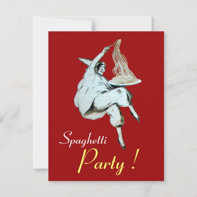 Convite PARTIDO ESPAGHETTI, ITALIANO KITCHEN Red jante, br (Frente)