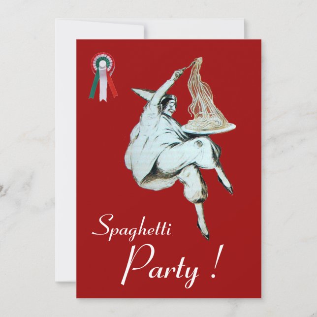 Convite PARTIDO ESPAGHETTI,ITALIANO KITCHEN vermelho janto (Frente)