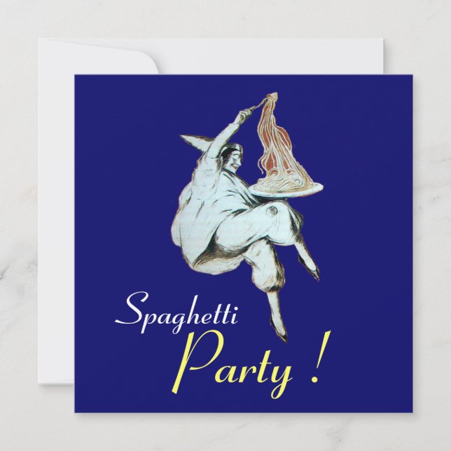 Convite PARTIDO ESPAGHETTI, janto azul ITALIANO KITCHEN (Frente)