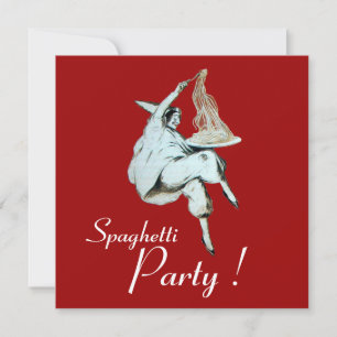 Convite PARTIDO ESPAGHETTI, janto verde-vermelho ITALIANO 