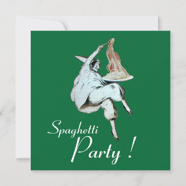 Convite PARTIDO ESPAGHETTI, janto verde-vermelho ITALIANO  (Frente)