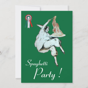 Convite PARTIDO ESPAGHETTI, janto verde-vermelho ITALIANO 