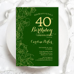 Convite Partido Floral Dourado Verde<br><div class="desc">Convite de festas Floral Dourado verde. Design minimalista moderno com desenhos botânicos em destaque, folha de ouro falsa e letra de script de tipografia. Simples trendy convida cartão perfeito para uma festa de na moda. Pode ser personalizado para qualquer idade. Impressos convites Zazzle ou modelo de impressão digital instantânea para...</div>