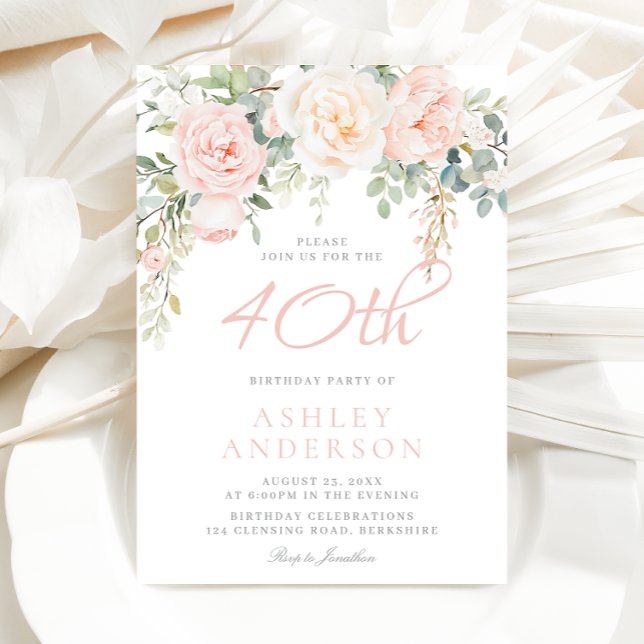 Convite Partido Floral Elegante Blush & Sage (Criador carregado)