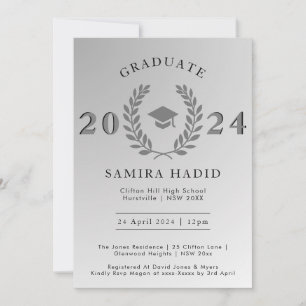 Convite Partido Formal Laurel Wreath Silver Boné de format