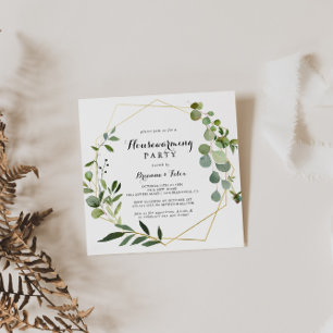 Convite Partido Geométrico Dourado do Aquecimento Familia