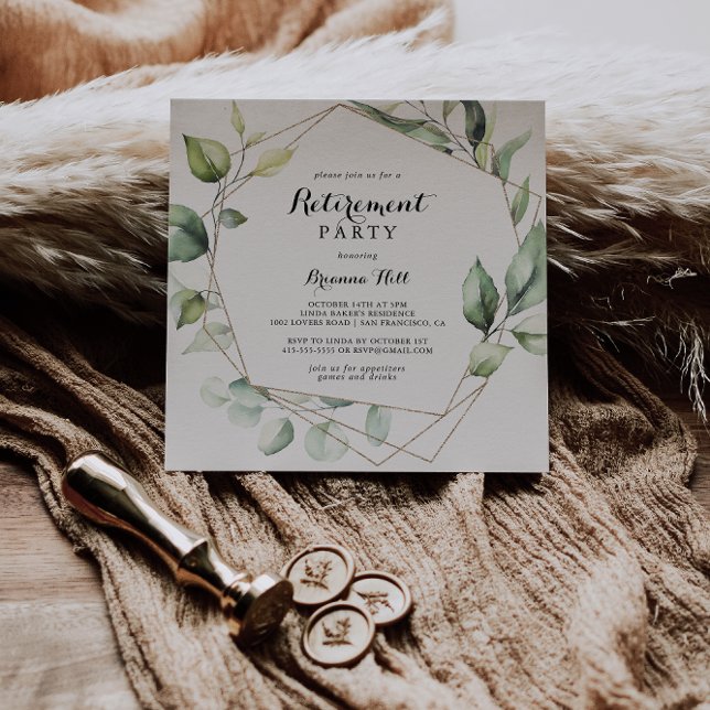 Convite Partido Geométrico Elegante Dourado dos Aposos de  (Criador carregado)