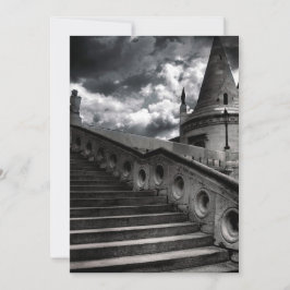 Convite Partido gótico preto e branco do Dia das Bruxas do