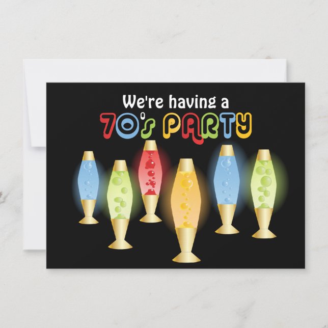 Convite Partido Groovy das lâmpadas 70s (Frente)