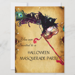 Convite PARTIDO HALLOWEEN MASCARADA, pergaminho