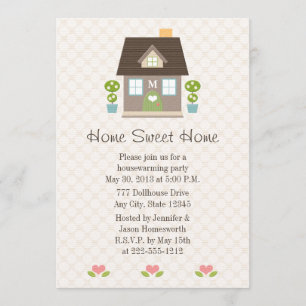 Convite Partido Home doce Home Monogrammed do Housewarming