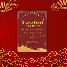 Convite Partido Iftar Do Ramadão Vermelho E Dourado Elegan