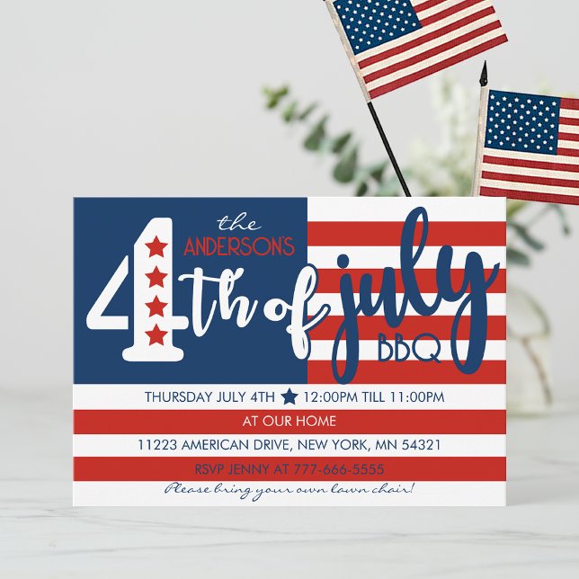 Convite Partido Inspirado no Bandeira Americana do CHURRAS (4th of July Flag Inspired Party Invitation)