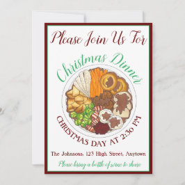 Convite Partido Jante de Natal UK Comida Festiva Britânica