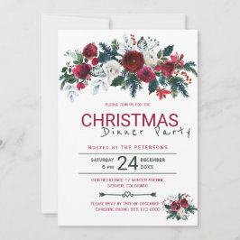 Convite Partido Jante de Natal Verde Russo Burgundy