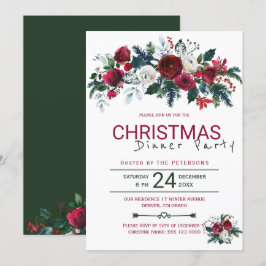 Convite Partido Jante de Natal Verde Russo Burgundy