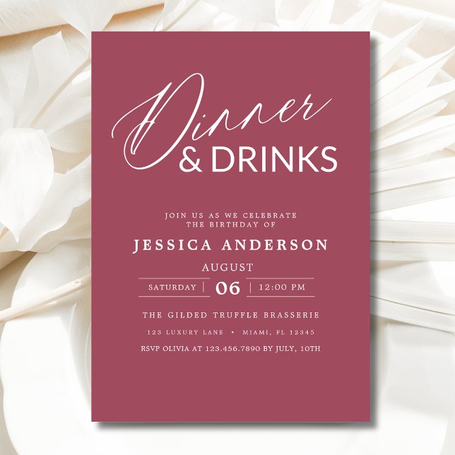 Convite Partido Janto Inglês-Rosa Elegante (Criador carregado)