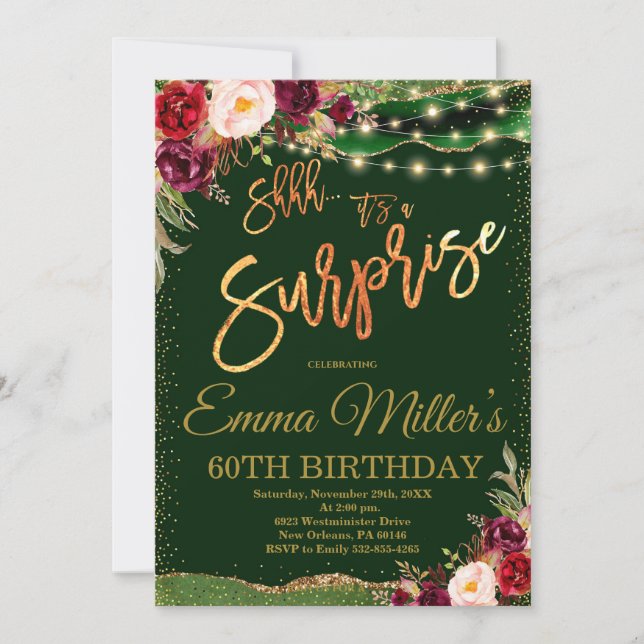 Convite Partido Janto Real Verde de Aniversário (Frente)