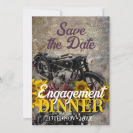 Convite Partido Janto Russo Boêmian Sunflower Motorbike