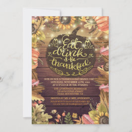 Convite Partido Janto Rustic Wood Autumn Mapee Thankand