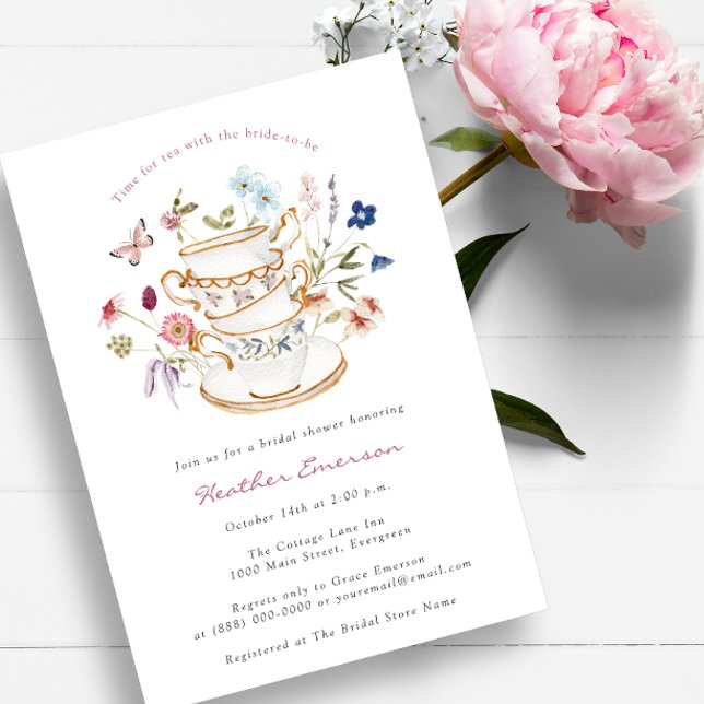 Convite Partido Jardim Elegante de Flor Selvagem (Wildflower Elegant Garden Party Invitation by Painted Paperie
)