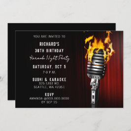 Convite Partido Karaoke Adulto do Microfone do Palco Cláss