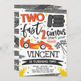 Convite Partido Laranja de segundo aniversário Rápido