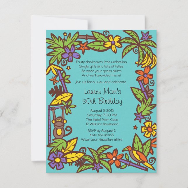 Convite Partido Luau Havaiano (Frente)