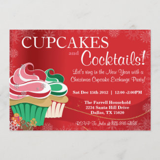 Convite Partido lunático da troca do cupcake do Natal do