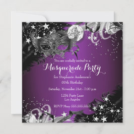 Convite Partido Mascarada da Noite Mágica de Peixe Roxo