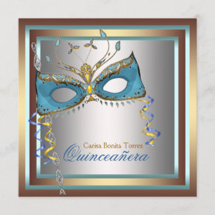 Convite Partido Mascarada de Teto Dourado Prateado