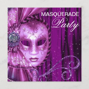 Convite Partido Mascarada Roxo Negro