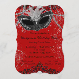 Convite Partido Mascarada Vermelho e Negro